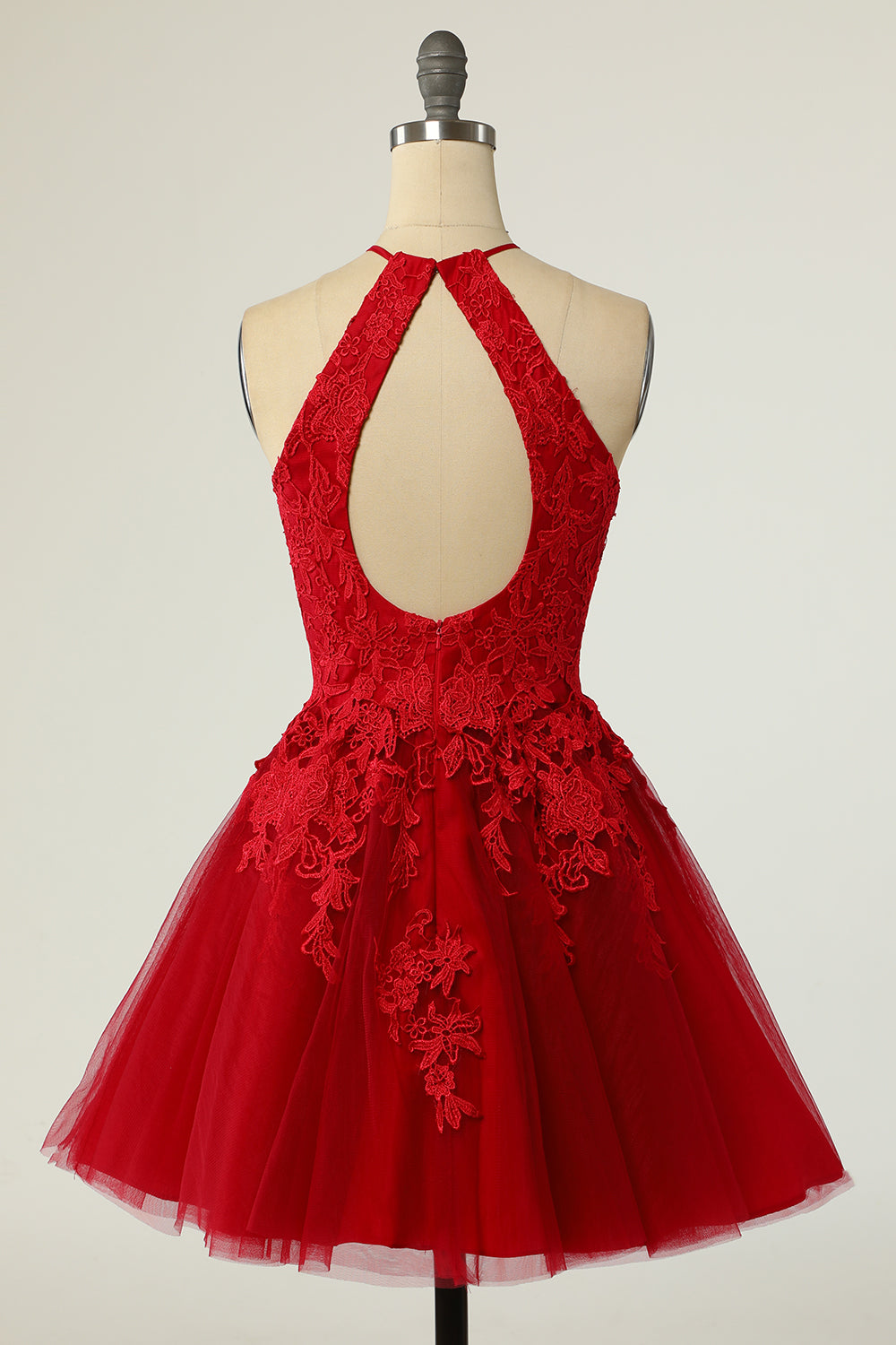 Royal Blue Appliques Halter Backless A-Line Short Homecoming Dress