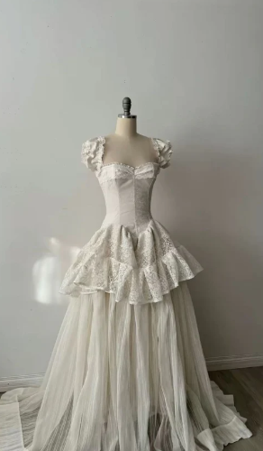 girlhomeshops-White vintage elegant ball gown/wedding dress gh6182