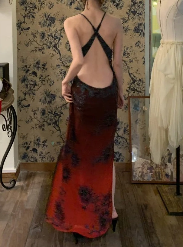 Ombre Prom Dress Crew Neck Backless Gala Dress Formal Dress Evening Dress HZ0319