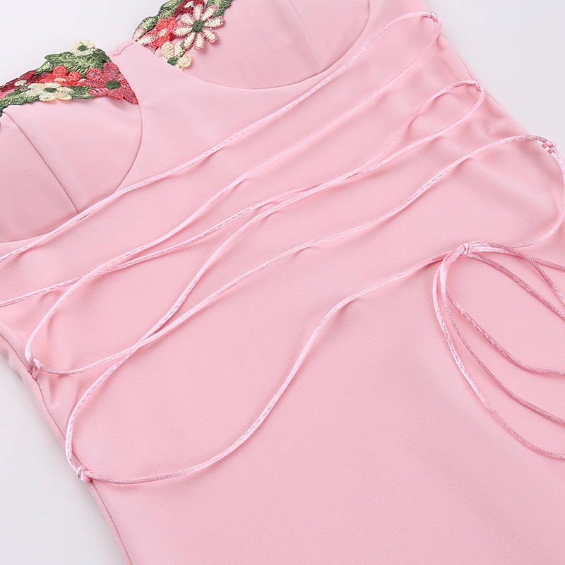 Vintage Applique Floral Spaghetti Strap Mermaid Long Summer Dress Prom Dress Evening Dress HZ1024