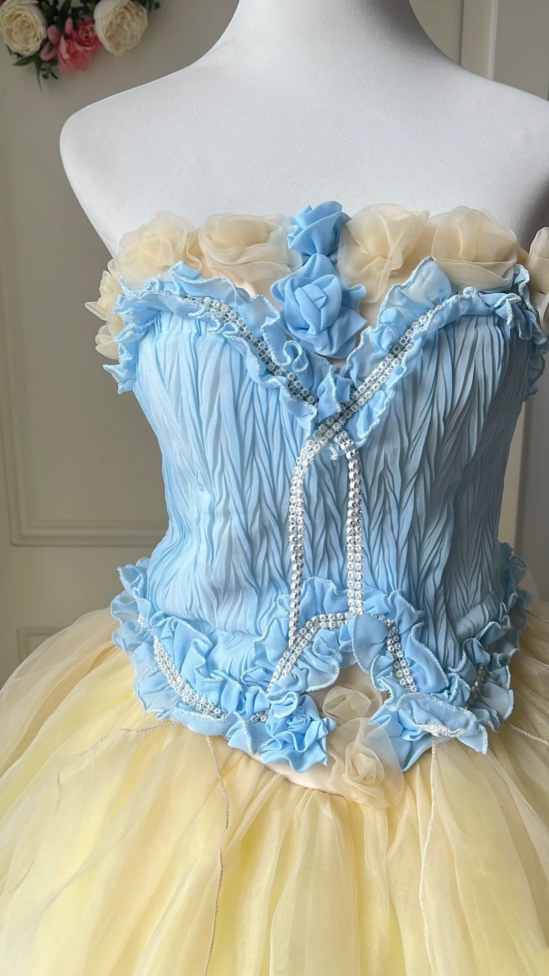 Charming Prom Dress Strapless Tulle Evening Dress Quinceanera Dress Ball Gown HZ0319