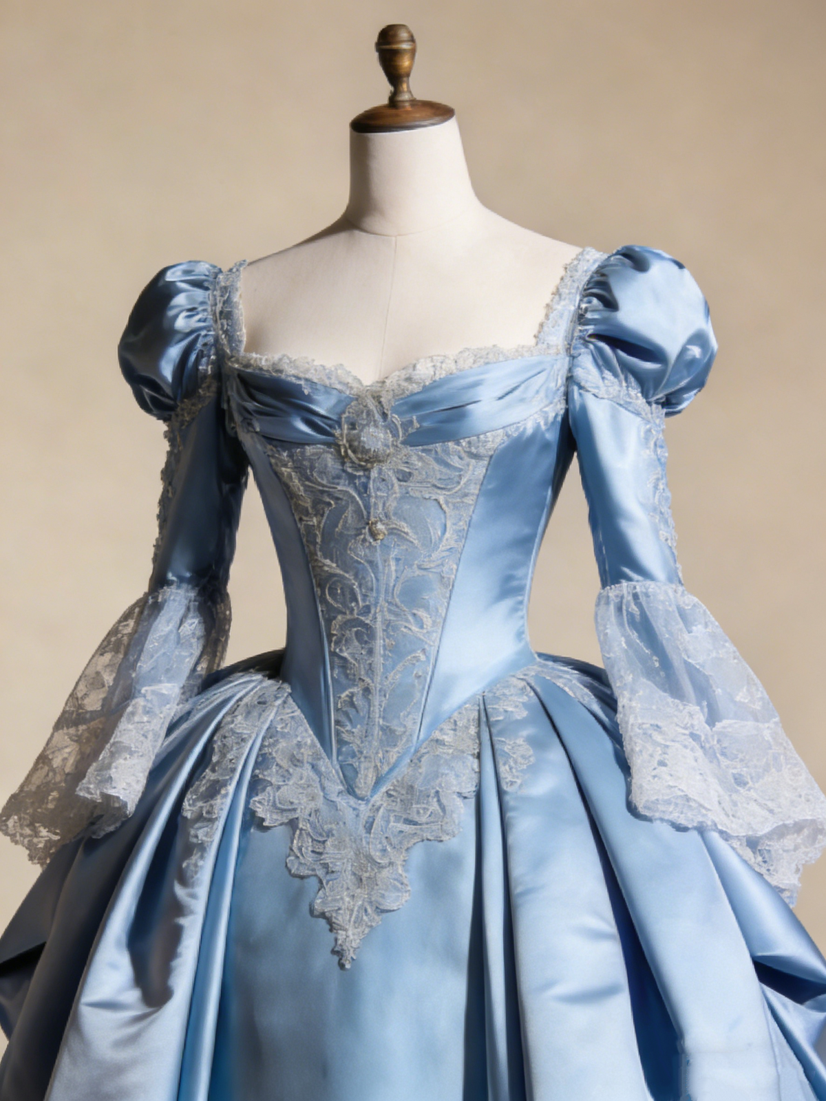 Chic Ball Gown Light Blue Sweetheart Lace Evening Gala Gown Prom Dresses Quinceanera Dress HZ0319