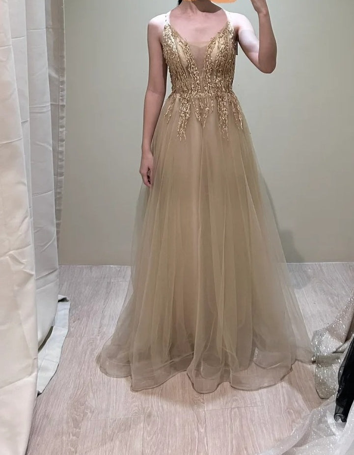 Stunning Prom Dress Crew Neck Pleated Tulle Birthday Party Outfits A Line Evening Gown Gala Dress HZ0319