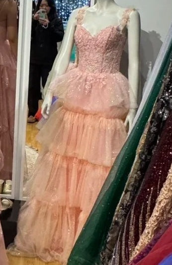 Pretty Prom Dress Spaghetti Straps Pleated Tulle Birthday Party Outfits Evening Dresses Gala Gown HZ0319