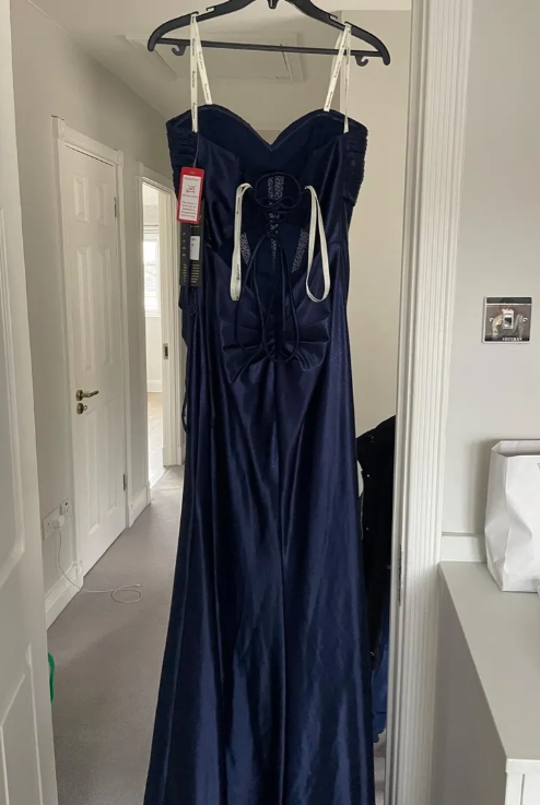 Elegant Prom Dress Navy Blue Sweetheart Pleated Long Evening Dress Party Outfits Gala Gown HZ0319