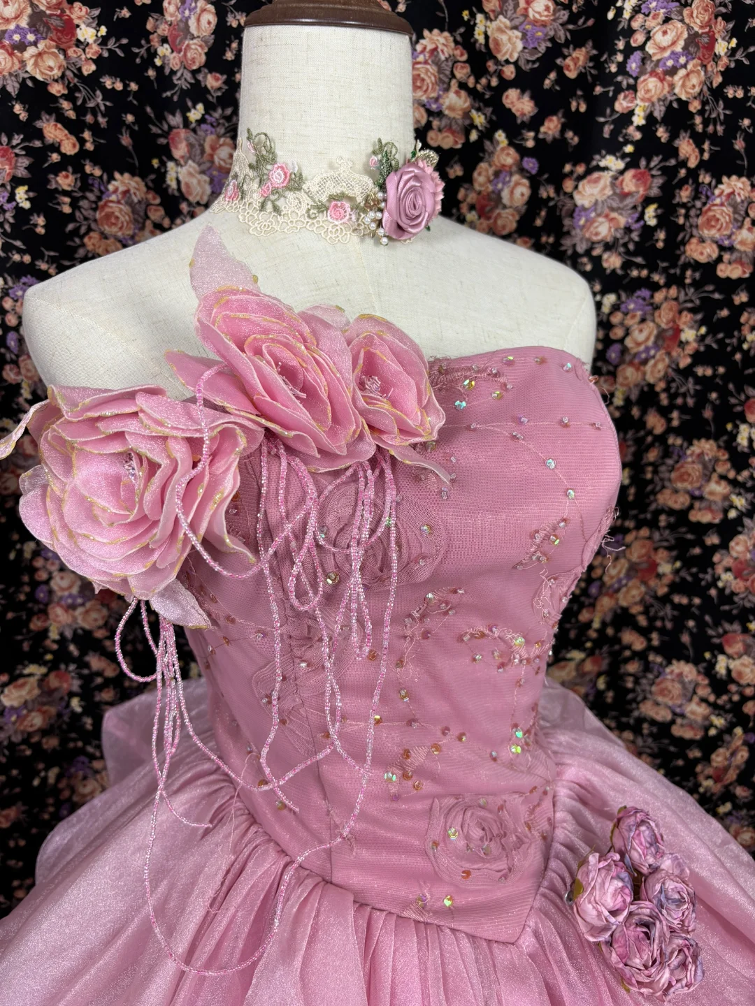 Retro Pink Strapless A-Line Satin Quinceanera Dresses Sweet 16 Birthday Ball Gowns, HZ0319
