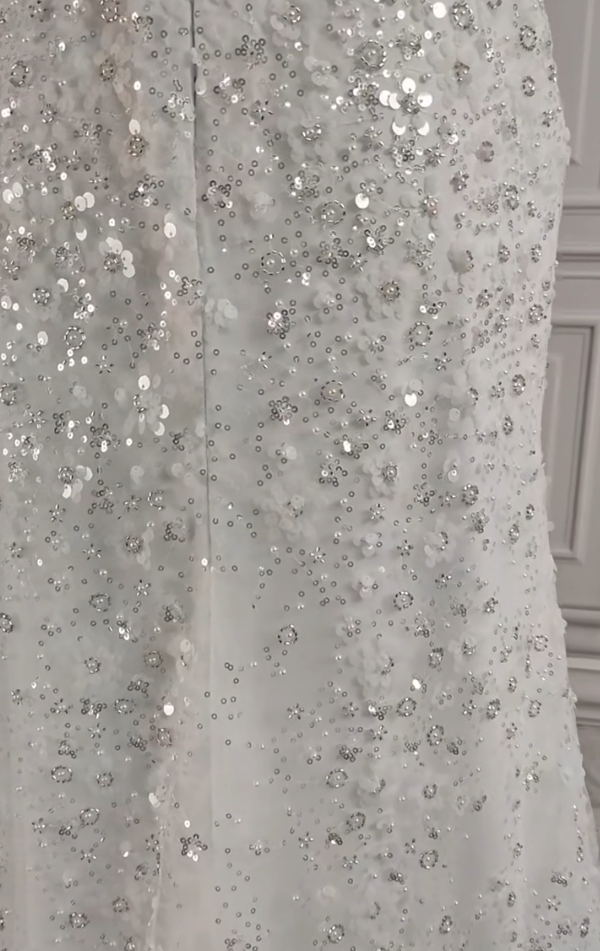 Gorgeous White Glittering Sequin Beaded Sweetheart A-Line Long Prom Dress Party Dress Evening Dress HZ1024