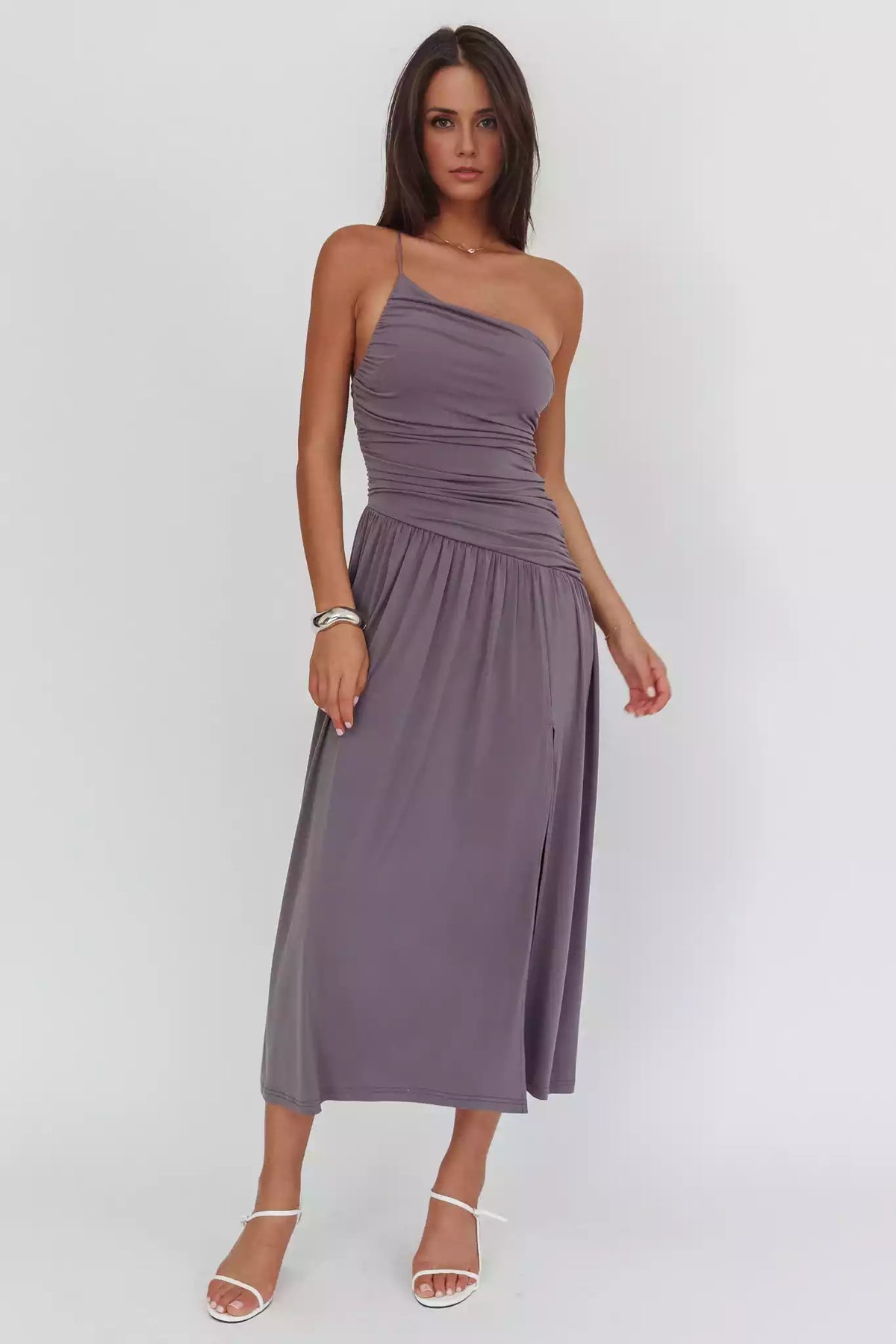 Beautiful lining, adjustable shoulder strap, leg slit, back with zipper Prom Dresses
