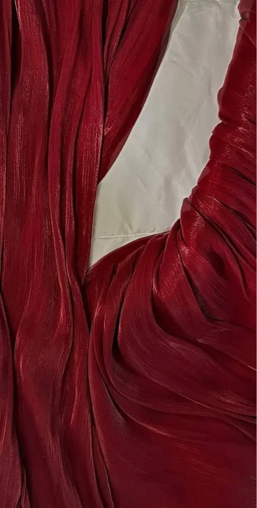 Simple Sheath Spaghetti Straps Burgundy Long Prom Dresses Evening Dress With Ruffles HZ1024
