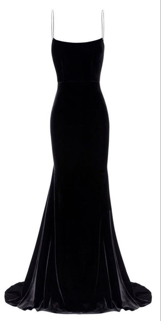 Elegant Mermaid Spaghetti Straps Velvet Black Prom Dresses Long Evening Dress HZ1024