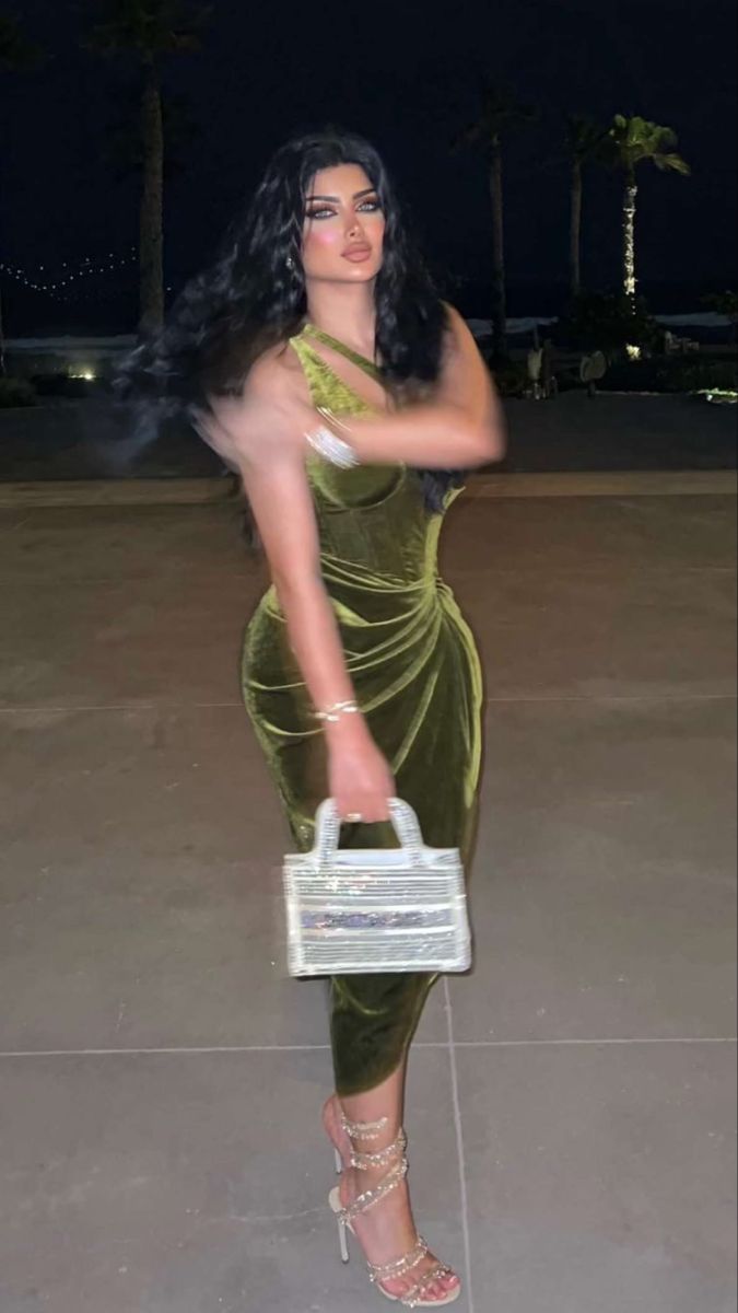 Pretty Sheath One Shoulder Green Velvet Slit Tea Length Evening Dress Prom Dresses HZ1024