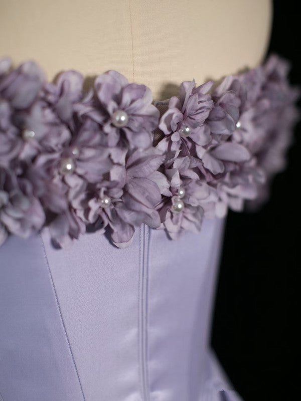 Pretty A Line Off The Shoulder Lilac Long Floral Prom Dresses Party Evening Dress HZ1024