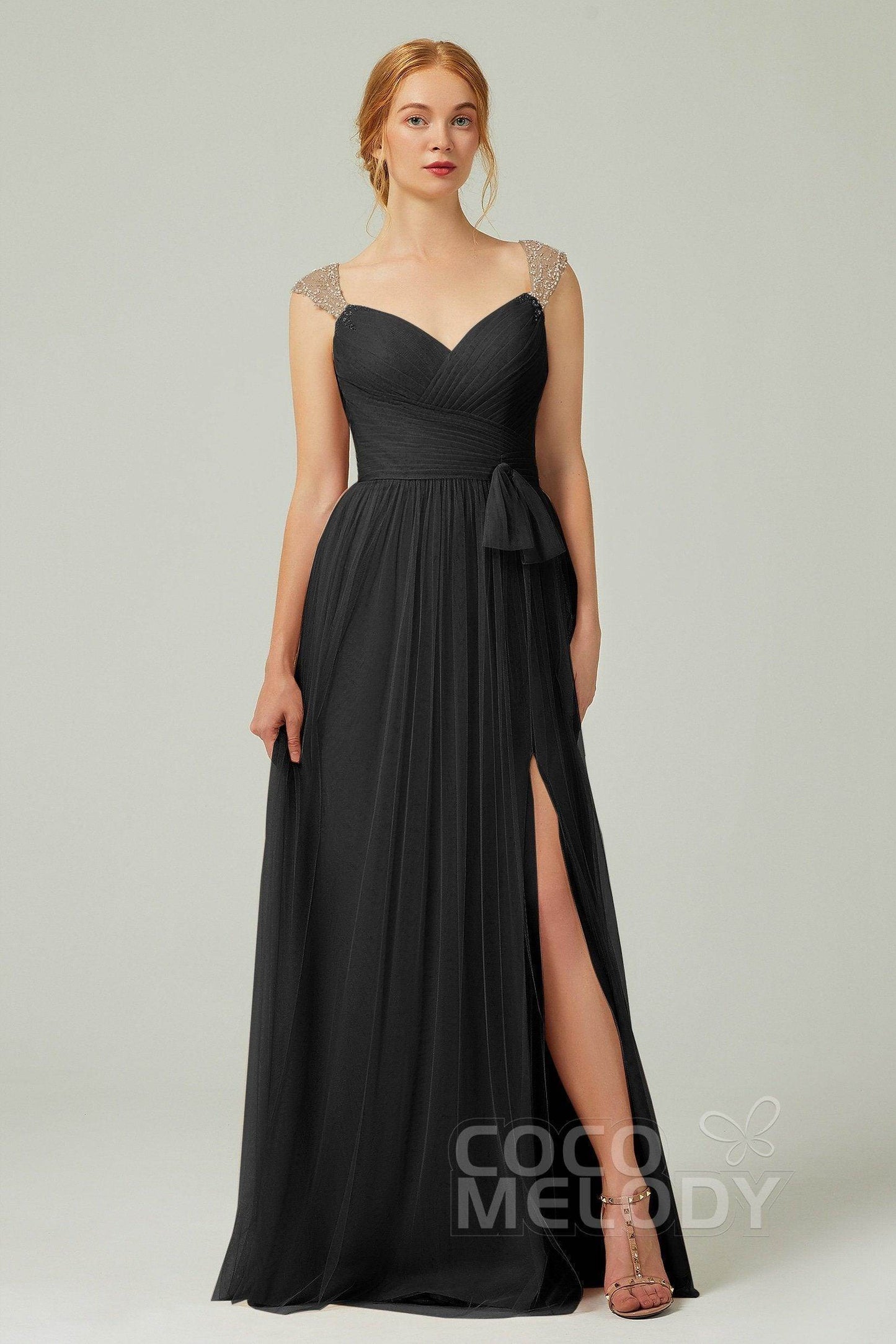 A-Line Floor Length Tulle Bridesmaid Dress CB0313PS