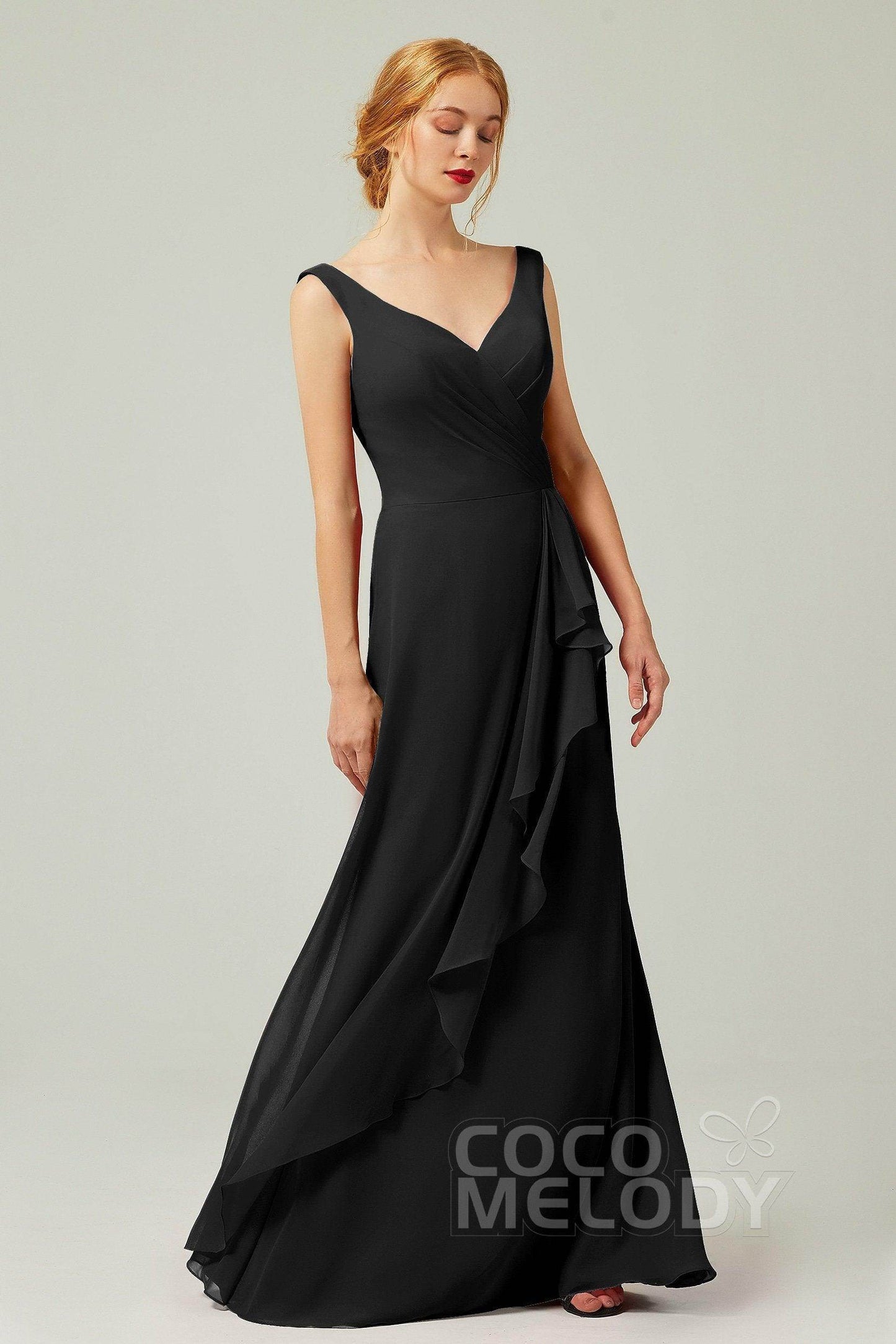 Sheath-Column Floor Length Chiffon Bridesmaid Dress Formal Dresses CB0344
