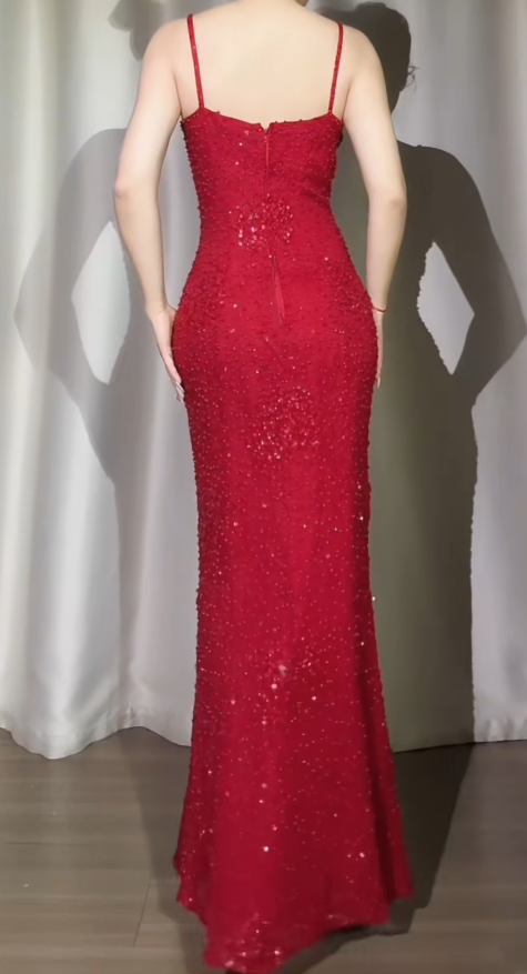 Elegant Burgundy Prom Dress Chiffon Beaded Evening Dress Sheath Birthday Dress DP05168