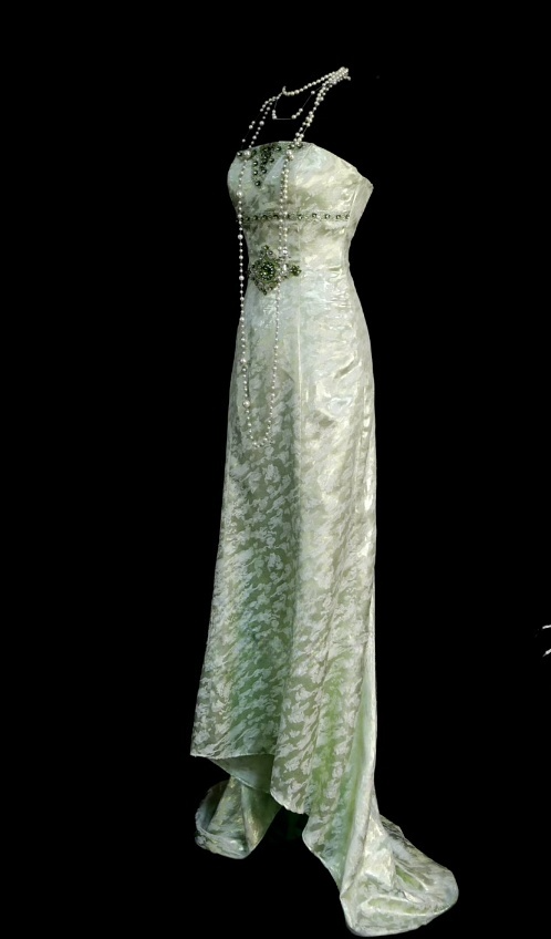 Chic Green Prom Dress Satin Strapless Sheath Evening Dress Sleeveless Birthday Dress DP05243