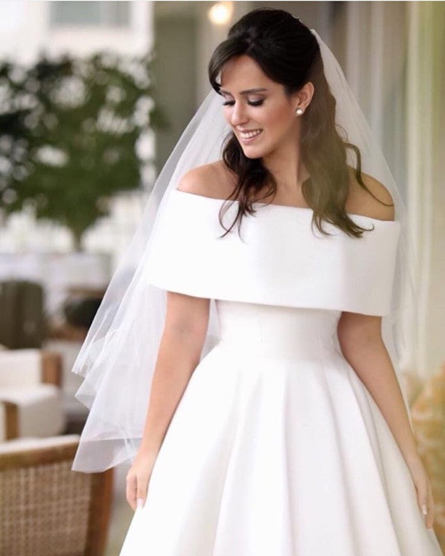 High Low Hem Wedding Dresses Off Shoulder