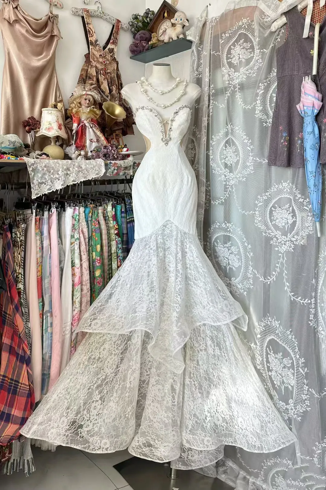 Mermaid Lace Wedding Dress Beaded White Formal Dresses