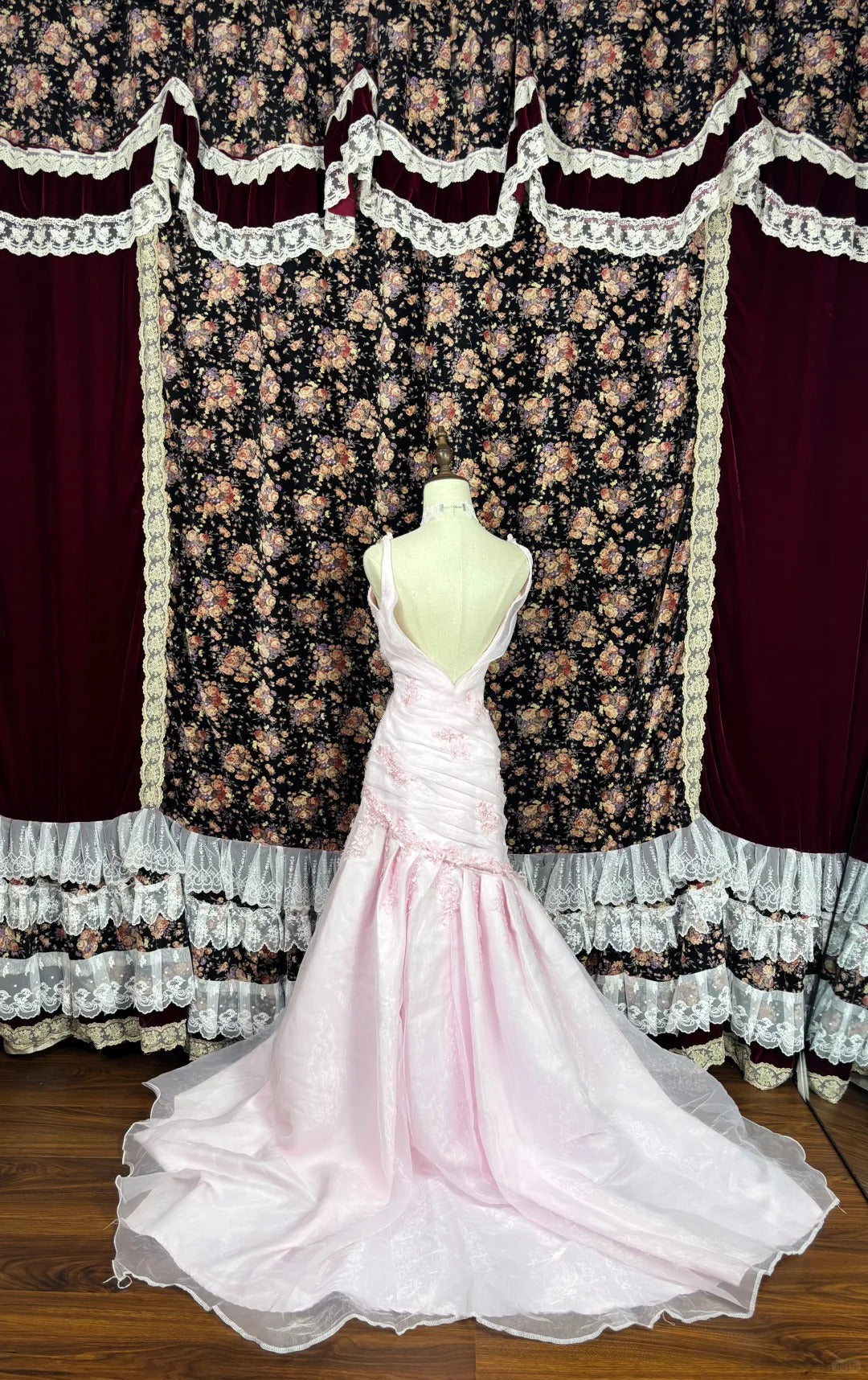 Sweet Spaghetti Straps Embroidered Flower Pleated Tulle Ruffle Prom Dress Birthday Party Dress Quinceanera Dress Evening Dress HZ0319