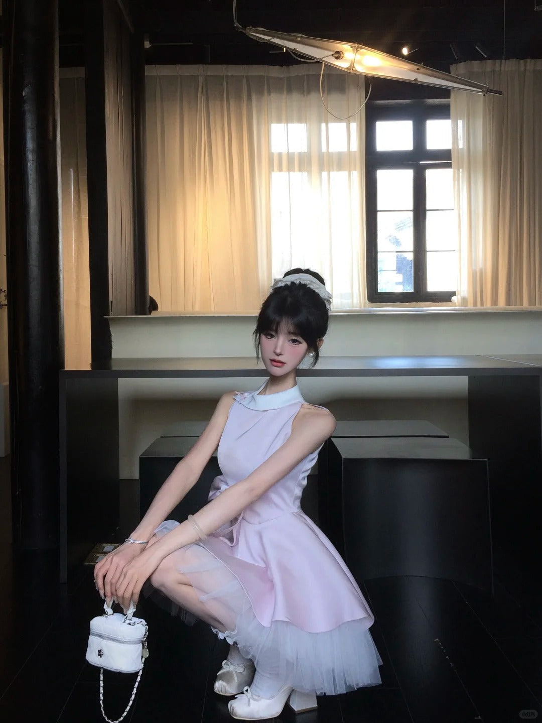 Cute A Line Bowknot Tulle Tiered Short Prom Dress Homecoming Dress Birthday Party Dress HZ0319