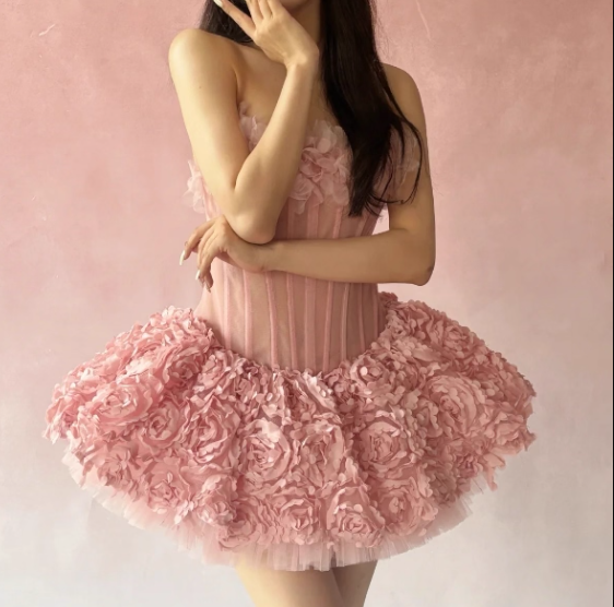 Cute Strapless Flower Short Prom Dress Back to School Outfits Homecoming Dress Sweet 16 Dress Party Dress HZ0319