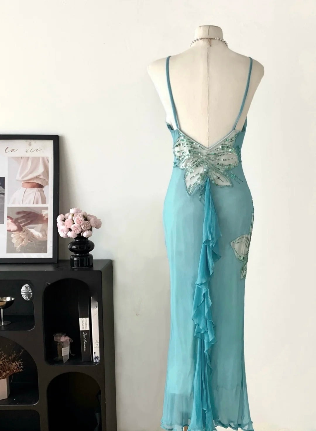 Pretty Prom Dress Spaghetti Straps Sequins Prom Gown Evening Dress Party Dress HZ0319