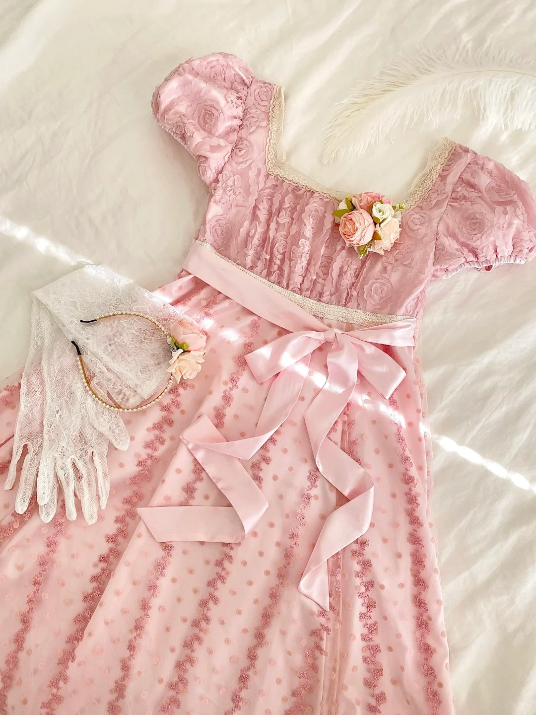 Sweet Prom Dress A Line Square Neck Floral Birthday Party Dress Evening Dress HZ0319