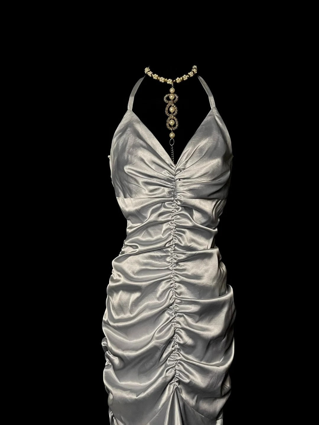 Stunning Prom Dress V-neck Pleated Long Mermaid Prom Dress Birthday Party Dress HZ0319