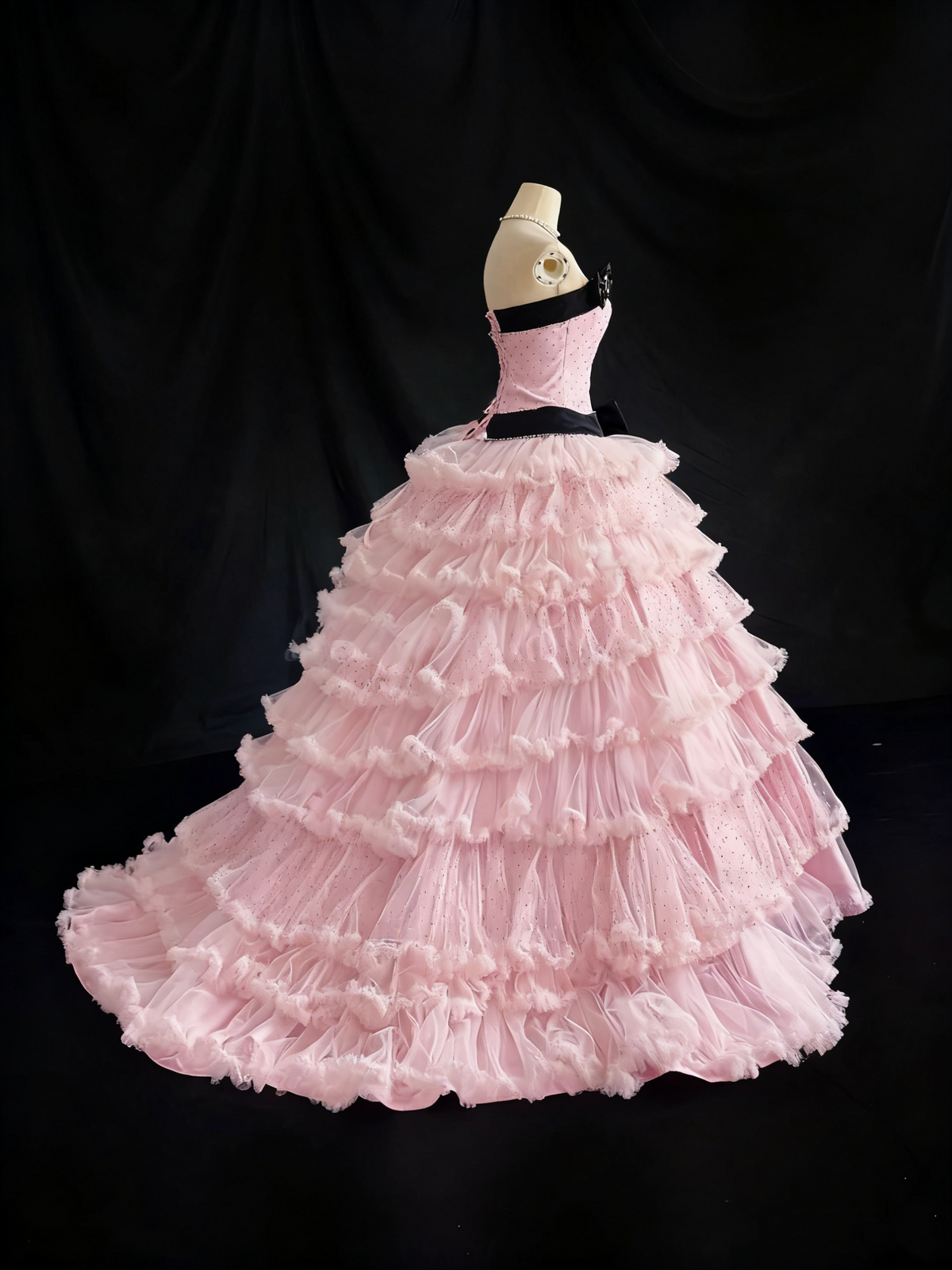 Beauty Prom Dress Strapless Pleated Tulle Ball Gown Quinceanera Dress Birthday Outfits HZ0319