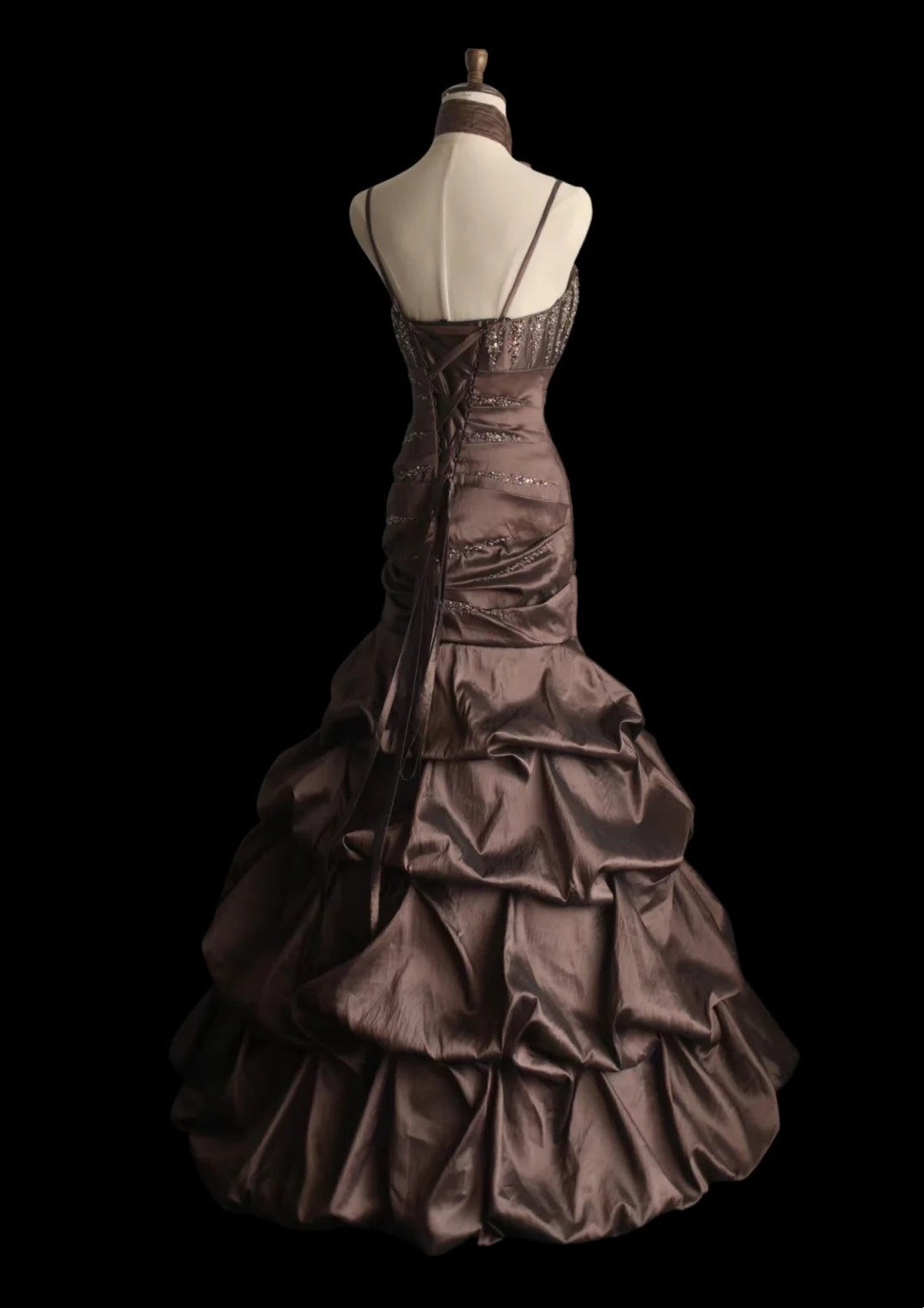 Elegant Prom Dress Spaghetti Straps Pleated Mermaid Evening Dress Gala Gown HZ0319