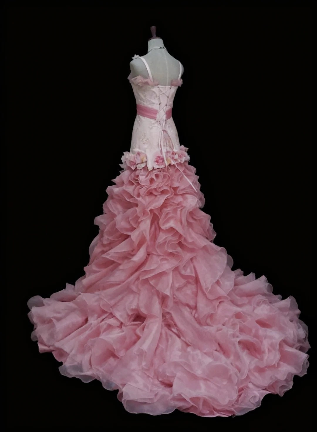Stunning Prom Dress Asymmetrical Neck Floral Ruffle Gala Gown Formal Dress Evening Dress HZ0319