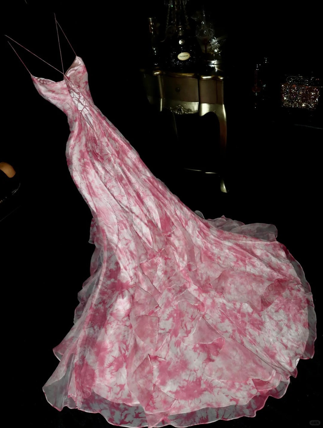 Newest Prom Dress Spaghetti Straps Print Birthday Party Dress Evening Dress HZ0319