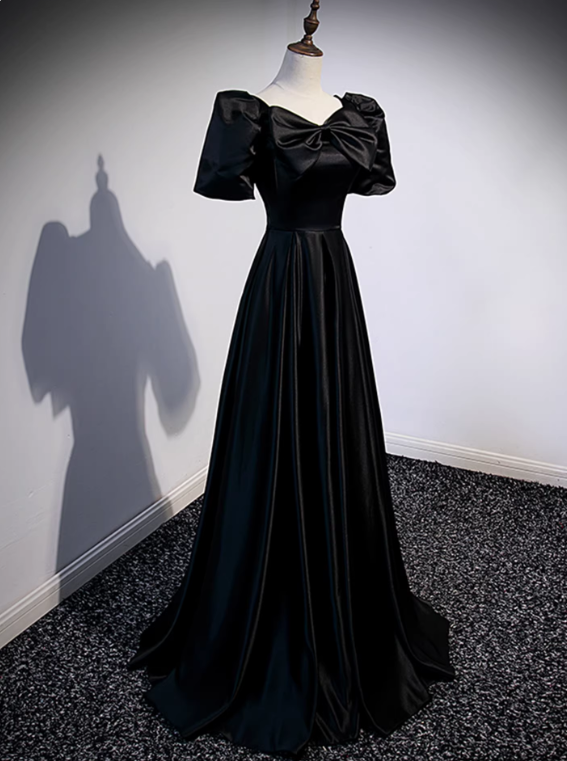 Elegant Prom Dress Black V-neck Pleated Gala Dress Evening Dress Formal Dress HZ0319