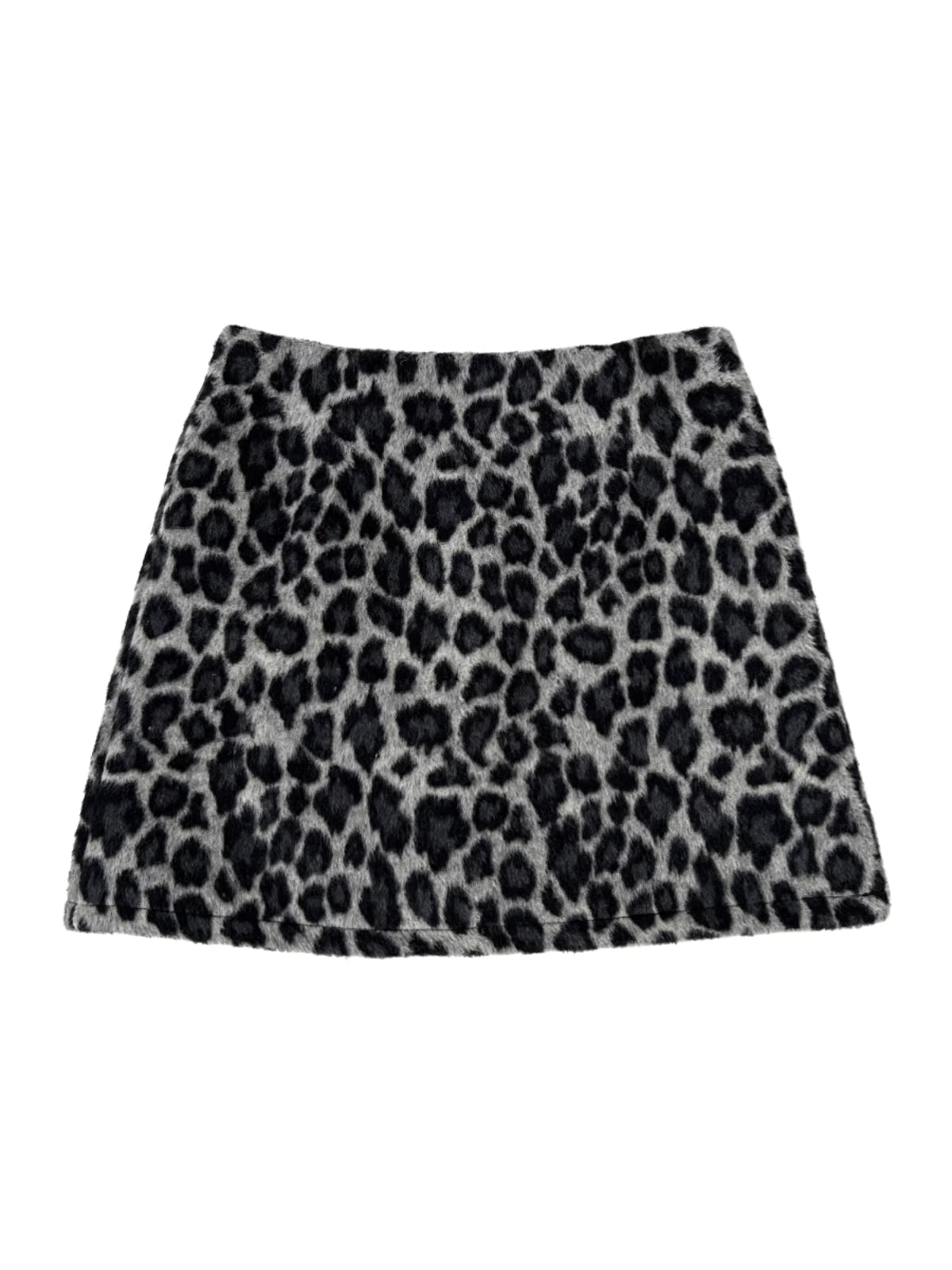 New winter retro-style leopard print wool midi skirt for women, slimming A-line short skirt, plus size. 11343