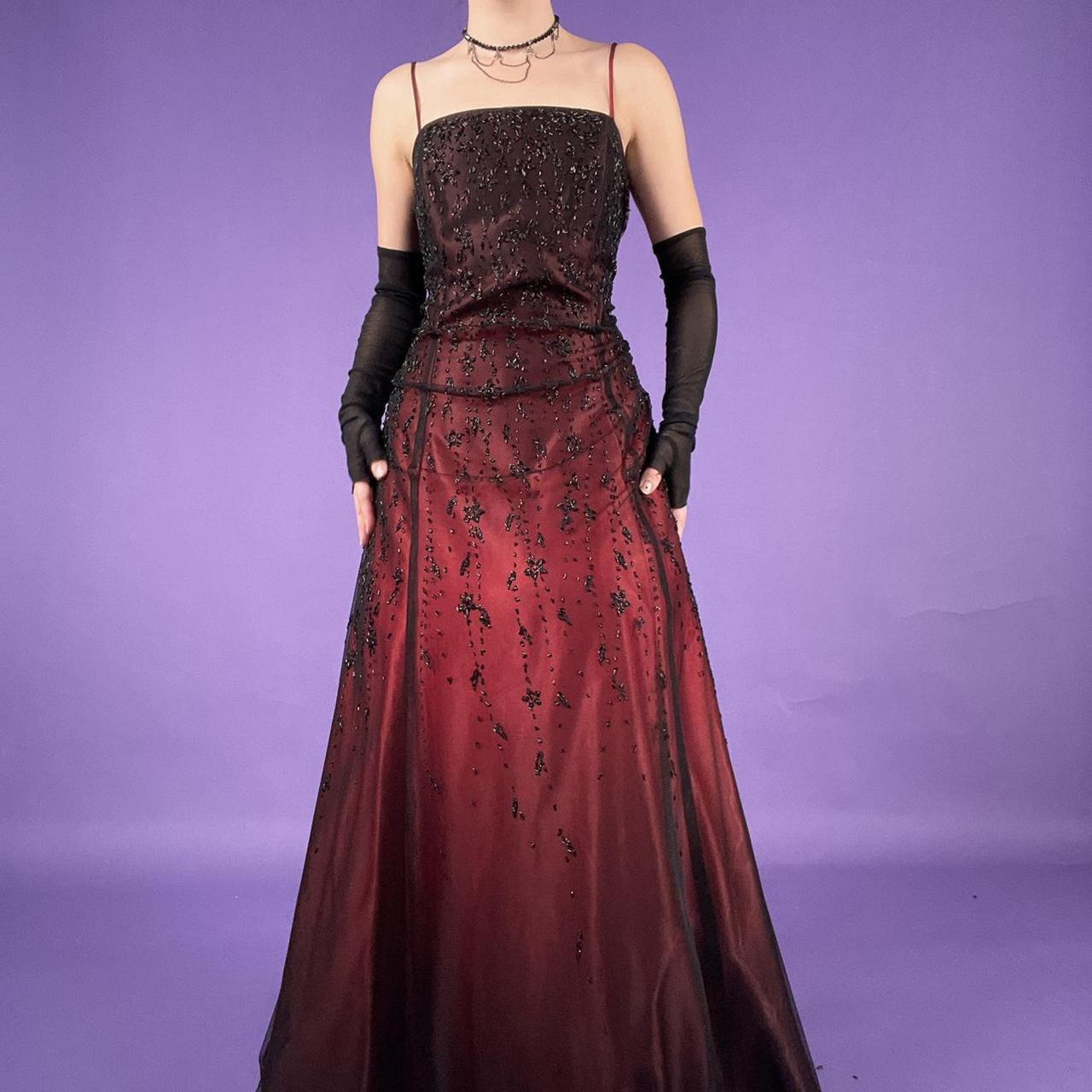 Burgundy Gorgeous Delicate Beads Elegant Sweet Spaghetti Straps Long Satin Tulle Ball Gown Evening Gown Birthday Party Gown Graduation Gown Prom Gown gh3953