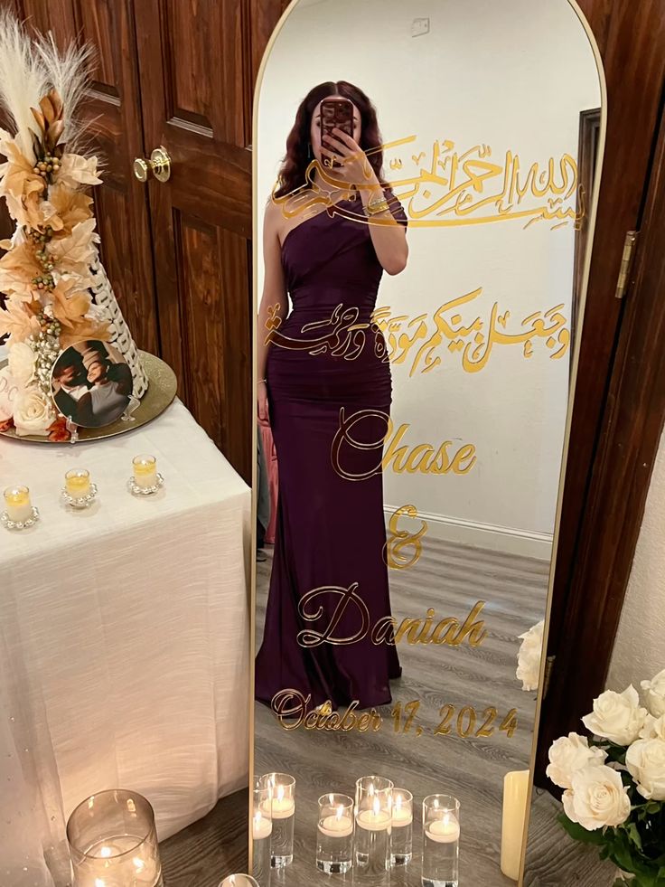 Elegant Deep Purple One-Shoulder Satin Mermaid Long Prom Dress Evening Dress cc5077