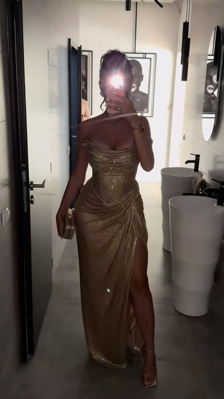 Sexy Gilded Off-the-shoulder Split Satin Long Prom Dress Evening Dress cc5256