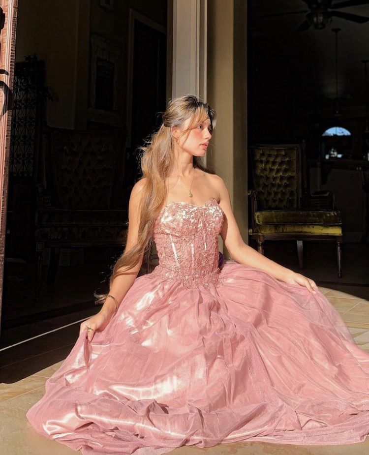 Princess Pink A-line Sweetheart Neck Lace Luminous Tulle Long Prom Dress Evening Dress cc5263