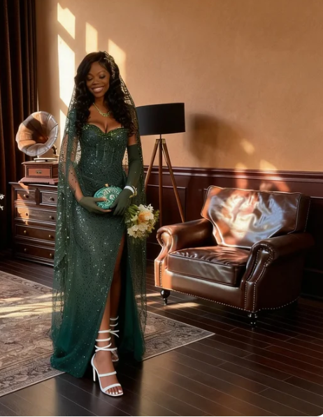 Vintage Dark Green Sweetheart Slit Sequin Tulle Long Prom Dress Evening Dress cc5499