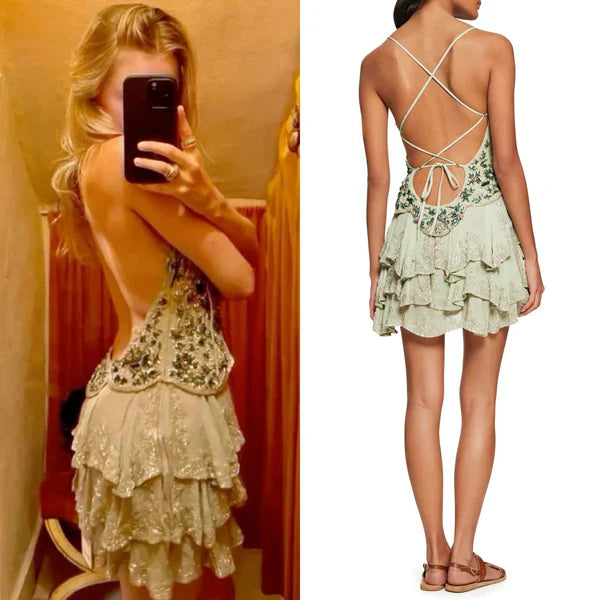 Vintage A line Spaghetti Straps Light Mint Green Chiffon Formal Homecoming Dress cc4007