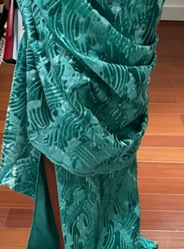Vintage Lake Blue Strapless Beaded Jacquard Satin Long Prom Dress Evening Dress cc5594