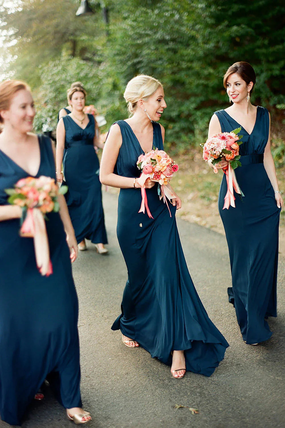 V-Neck Teal Mermaid Long Bridesmaid Dress/Formal Women's Dresses