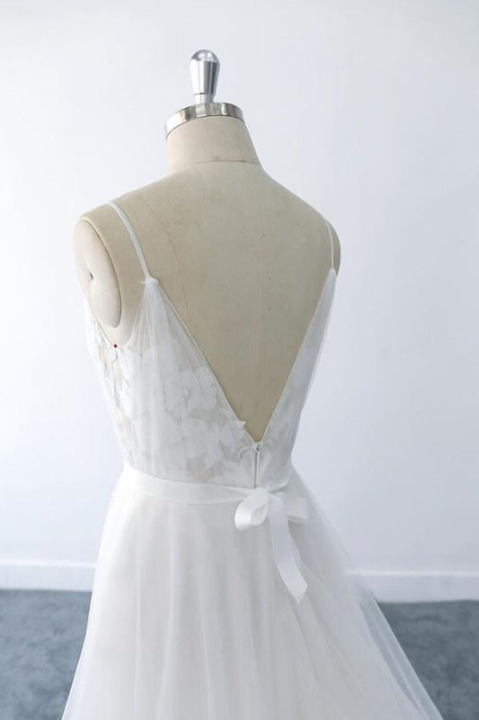 Amazing Ruffle Appliques Tulle A-line Wedding Dress