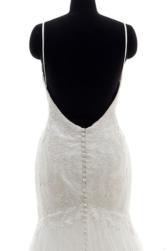 Appliques Spaghetti Strap Mermaid Wedding Dress