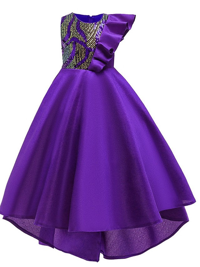 Beautiful A-Line Hi-Lo Flower Girl Dress With Bow Ruffles