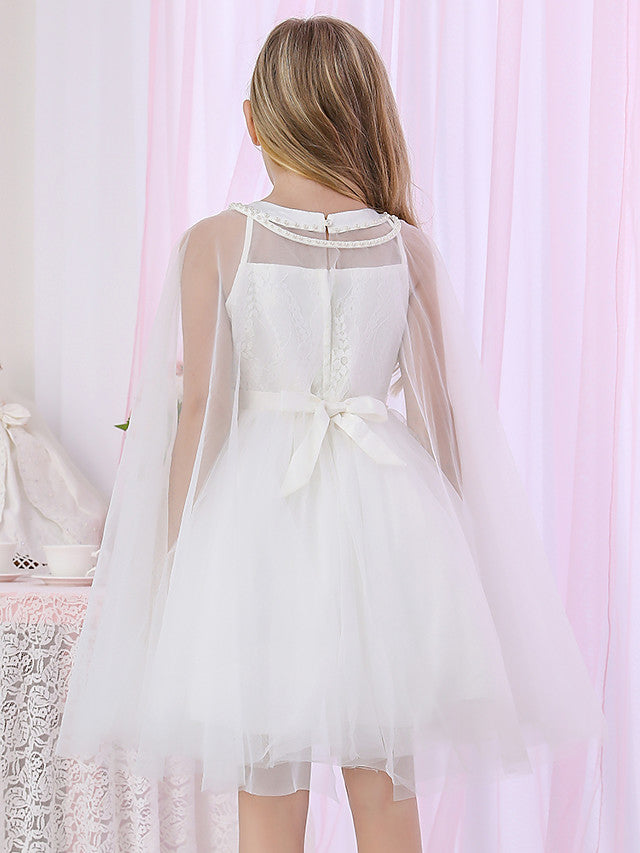 Beautiful Lace Satin Flower Girl Dress With Pearls Beadings