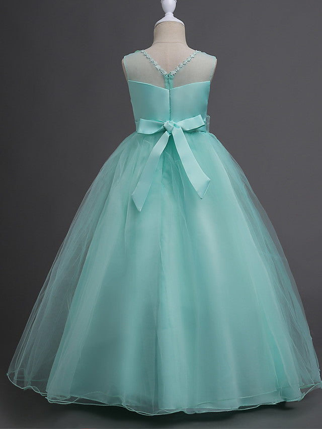 Beautiful Princess Wedding Flower Girl Dress with Belt Appliques