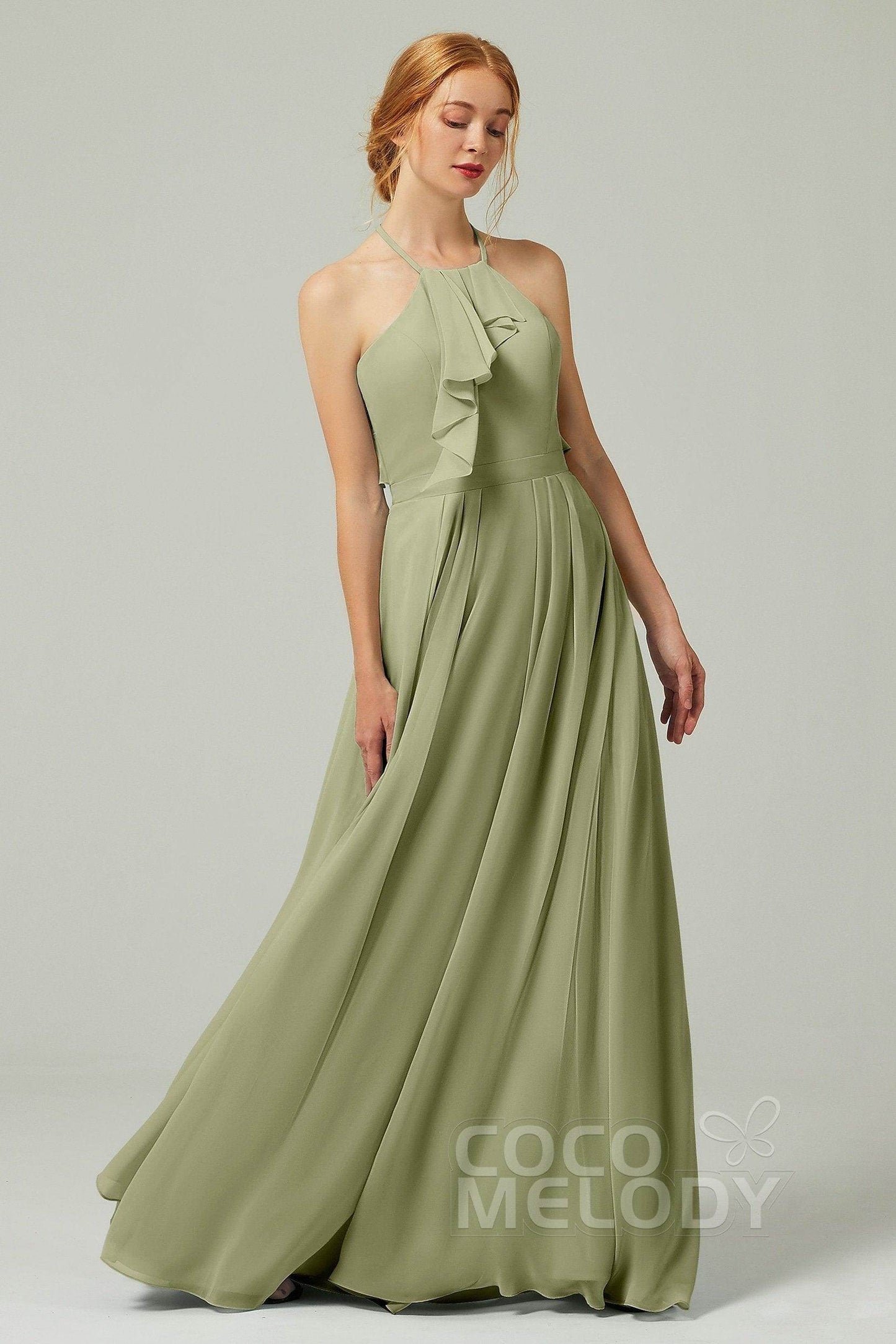 A-Line Floor Length Chiffon Bridesmaid Dress CB0328