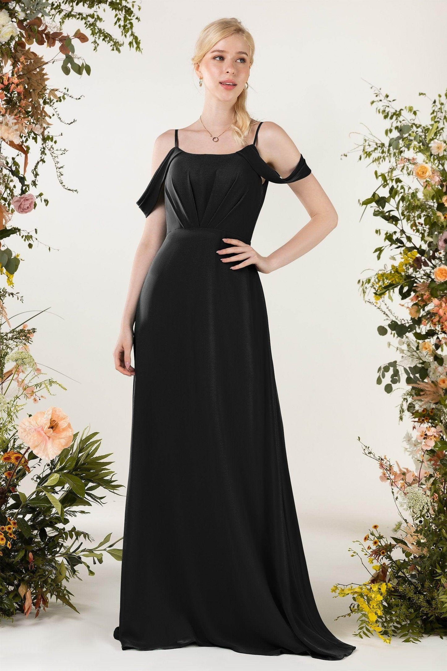 Sheath Sweep-Brush Train Chiffon Bridesmaid Dress CB0453