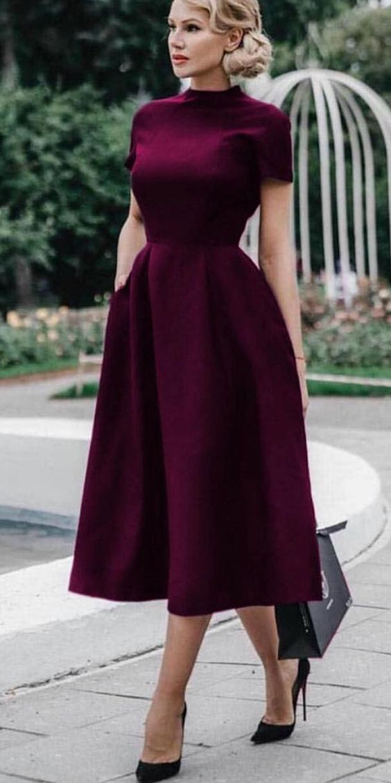 Attractive Satin High Collar A-line Mother Of The Bride prom Dresses cg7988